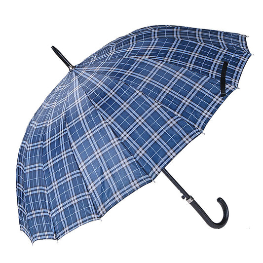 16-Rib Plaid Golf Straight Umbrella