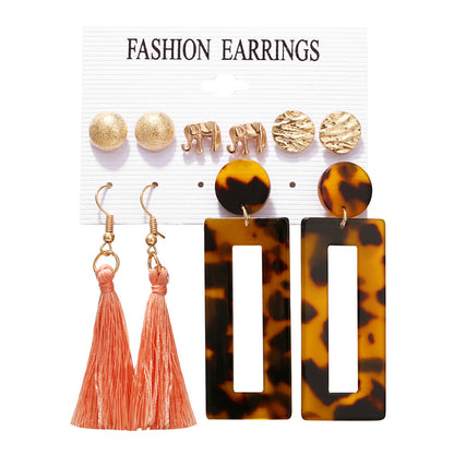 Pearl tassel earrings 6-piece set