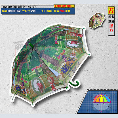 Kids Cartoon Umbrella Student Straight Rod Umbrella