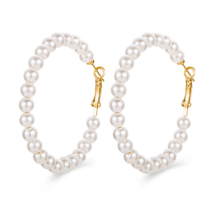 Statement Wrap Imitation Pearl Hoop Earrings