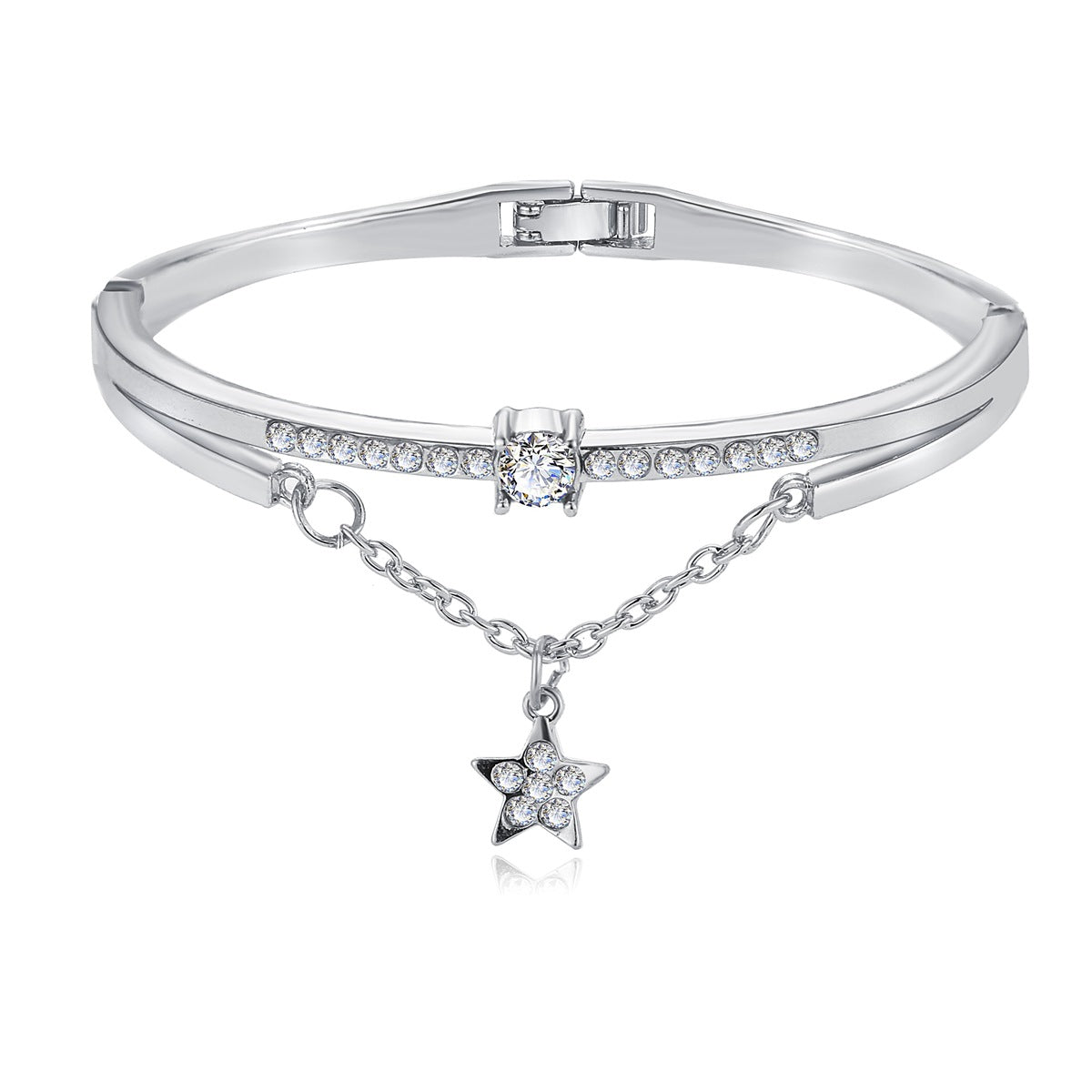 Rose gold five-pointed star bracelet with diamonds