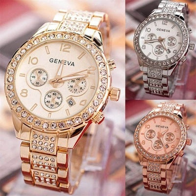 Geneva diamond-encrusted local tyrant gold steel belt watch men