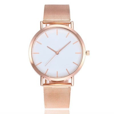 Popular Mesh Band No-Digit Three-Scale Women's Quartz Watch