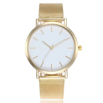 Popular Mesh Band No-Digit Three-Scale Women's Quartz Watch