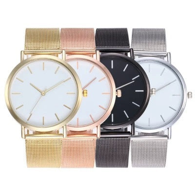 Popular Mesh Band No-Digit Three-Scale Women's Quartz Watch