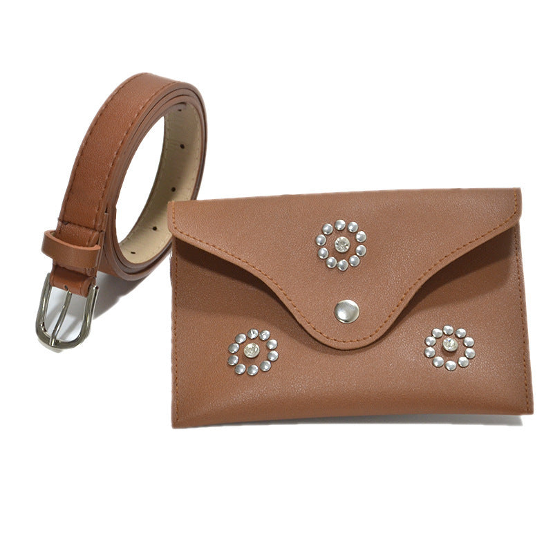 Versatile rhinestone rivet decorative fanny pack