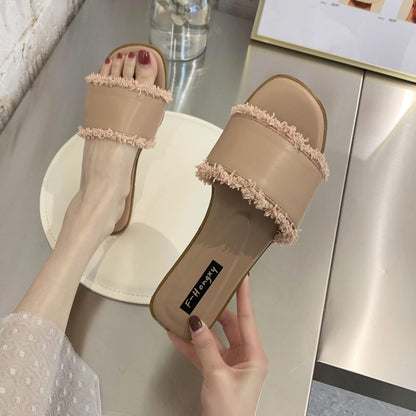 One-word tassel cool slippers