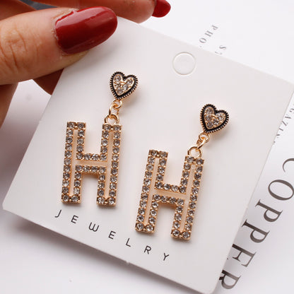 Letter stud earrings women