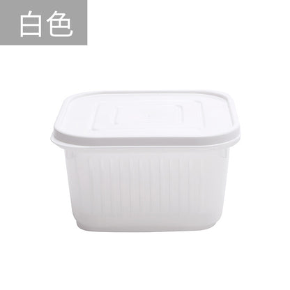 Storage Box, Refrigerator Fruit & Vegetable Container with Lid and Draining Tray