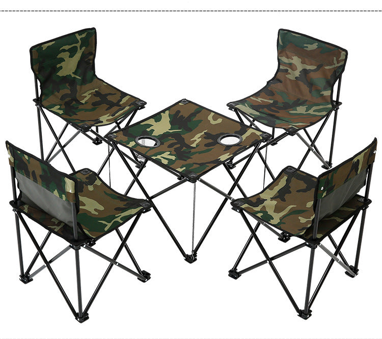 Outdoor folding table and chairs five-piece set