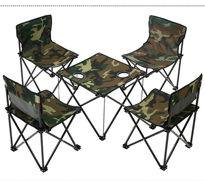 Outdoor folding table and chairs five-piece set