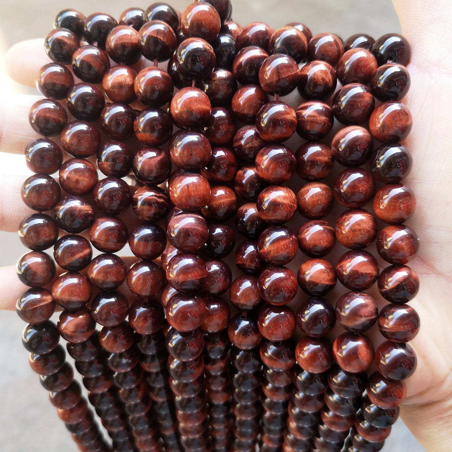 Red tiger's eye stone round beads