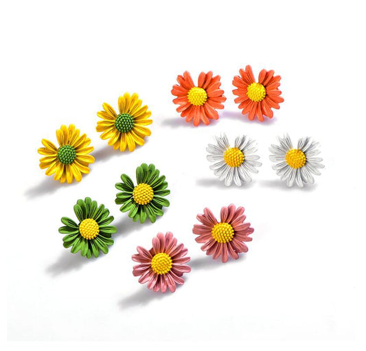 925 silver needle small daisy stud earrings