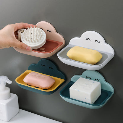 Double-layer quick-drain non-marking wall-mounted plastic soap box