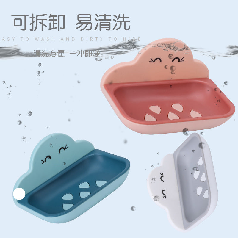 Double-layer quick-drain non-marking wall-mounted plastic soap box