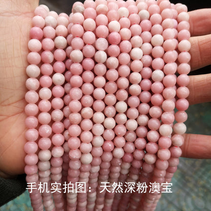 Pink opal loose beads jewelry accessories DIY