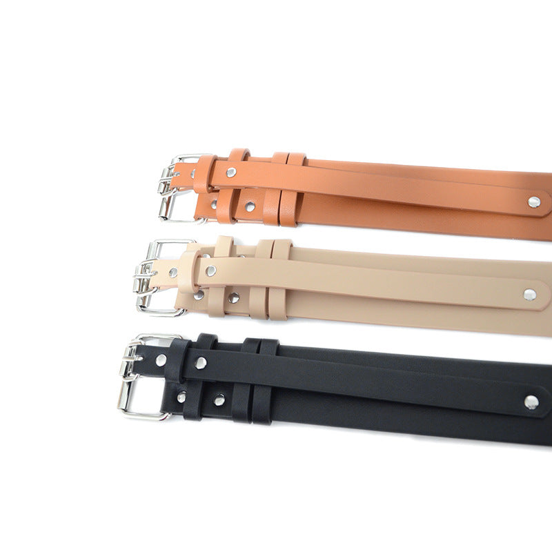 Versatile square buckle decorative wide belt