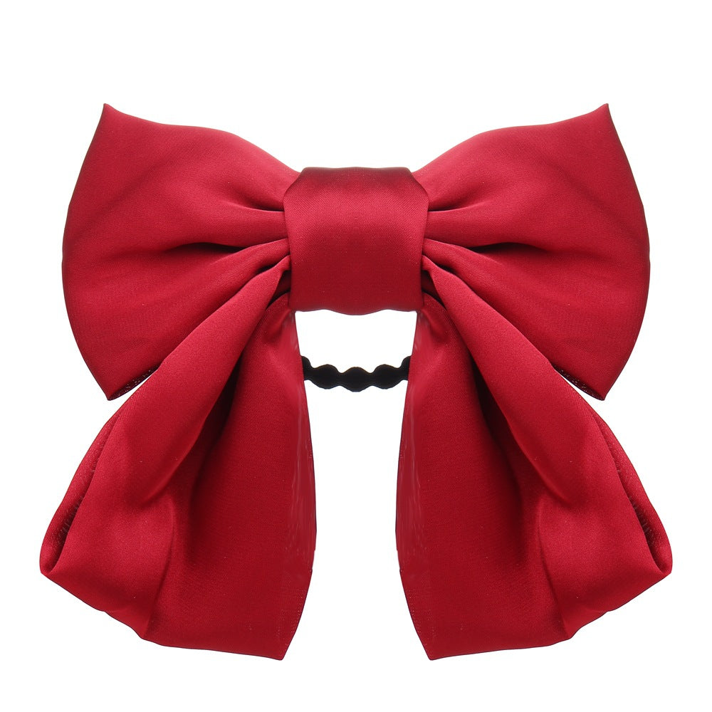 French retro romantic big red bow hairpin