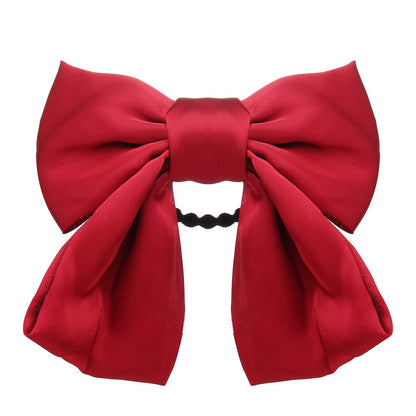 French retro romantic big red bow hairpin