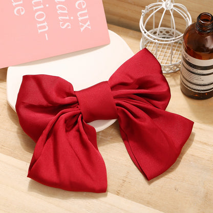 French retro romantic big red bow hairpin