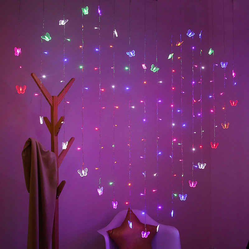 LED colored lights butterfly heart shaped lights clip love curtain lights