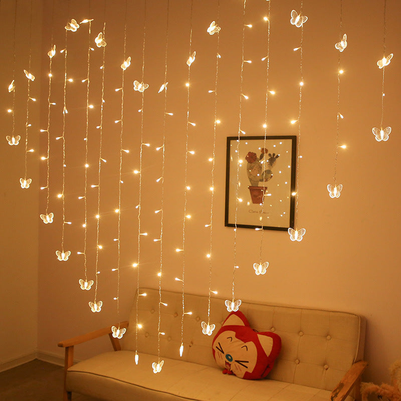 LED colored lights butterfly heart shaped lights clip love curtain lights