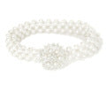 Three-row elastic pearl waist chain