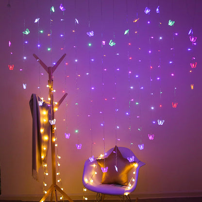 LED colored lights butterfly heart shaped lights clip love curtain lights