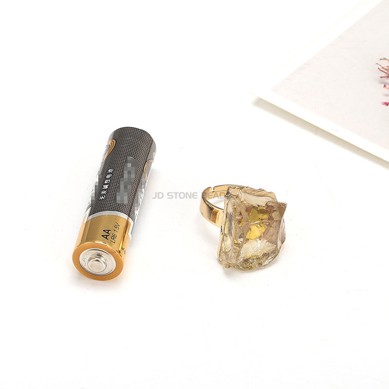 Natural crystal rough stone ring