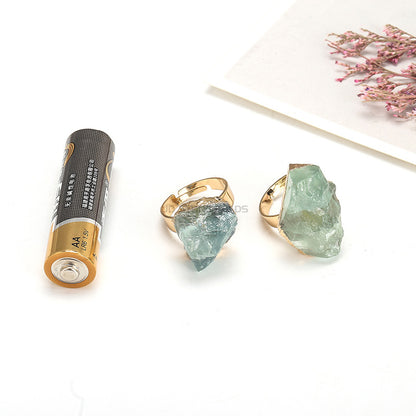 Natural crystal rough stone ring