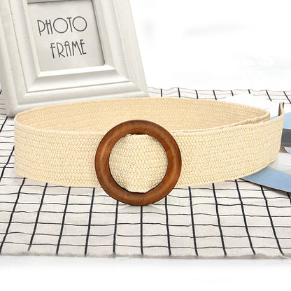 5CM wide wood buckle waist seal versatile