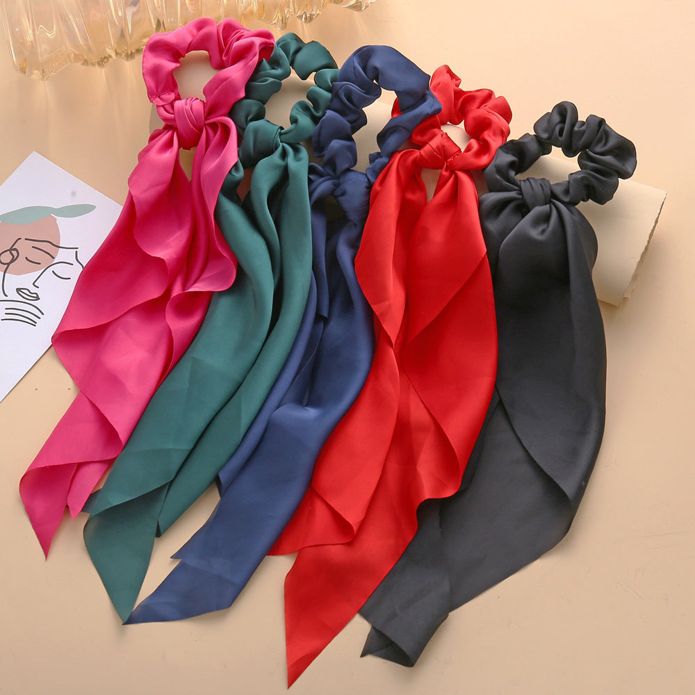 Solid color silky square scarf headband