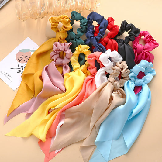 Solid color silky square scarf headband