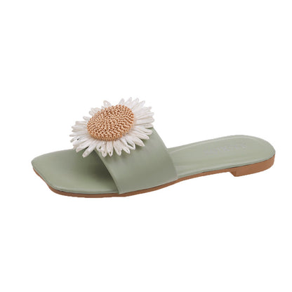 Flat-bottomed flower slippers