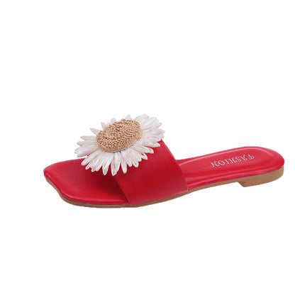 Flat-bottomed flower slippers