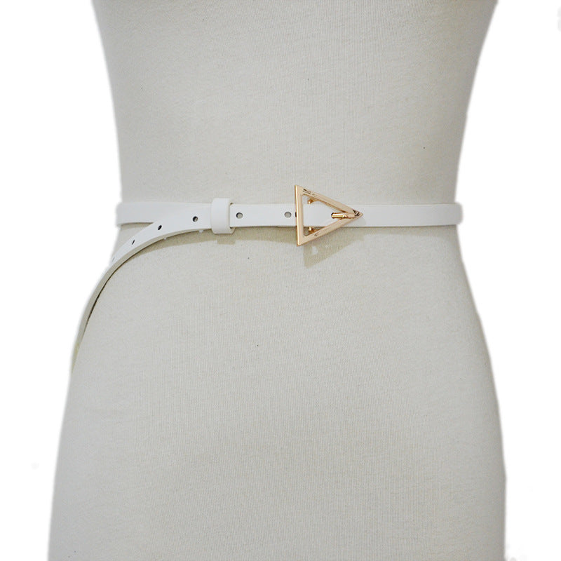 Triangular alloy pin buckle thin PU belt