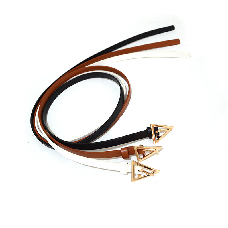 Triangular alloy pin buckle thin PU belt