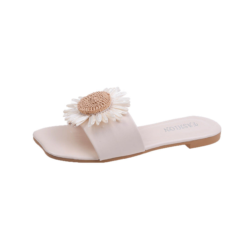 Flat-bottomed flower slippers