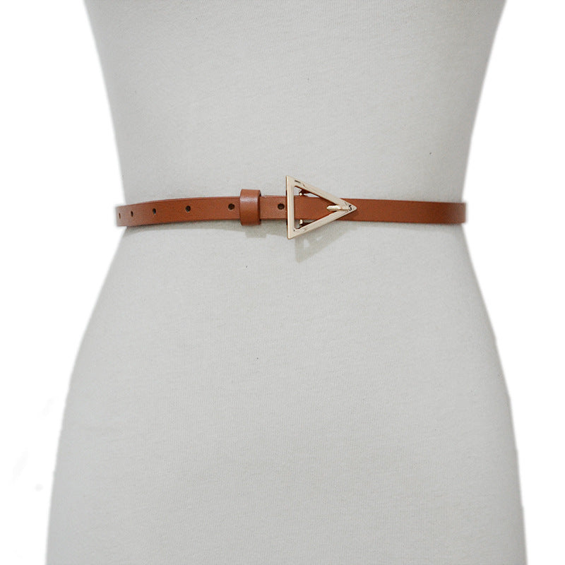 Triangular alloy pin buckle thin PU belt