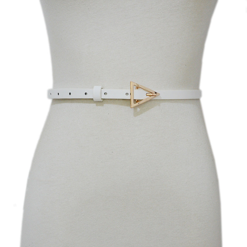 Triangular alloy pin buckle thin PU belt