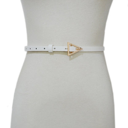 Triangular alloy pin buckle thin PU belt