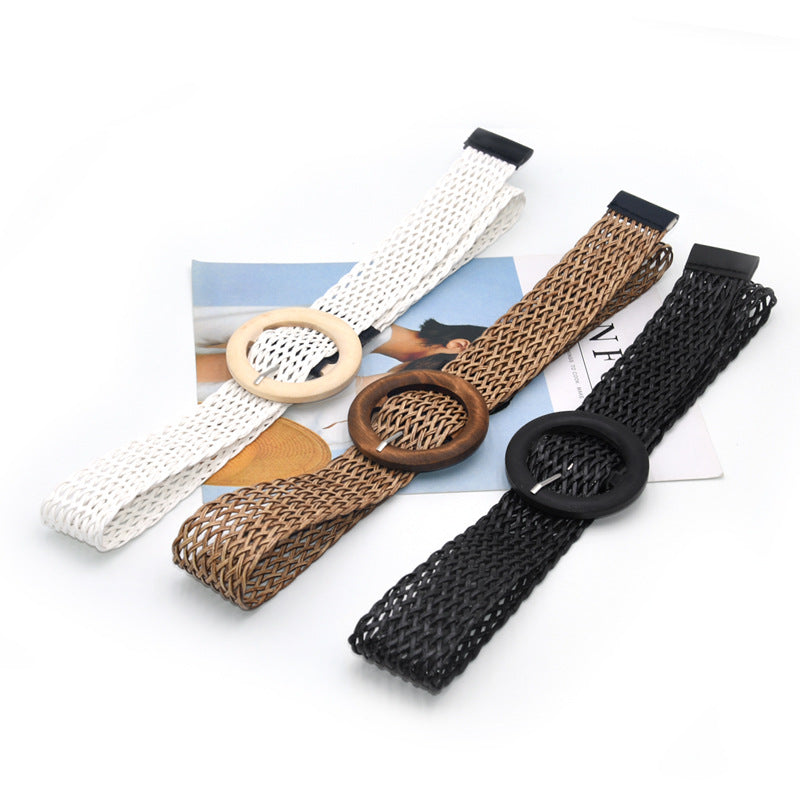 Cotton and linen wind woven belt women