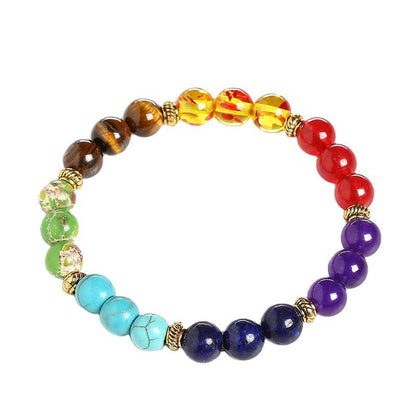 Energy volcanic stone seven-color vein annual ring bracelet