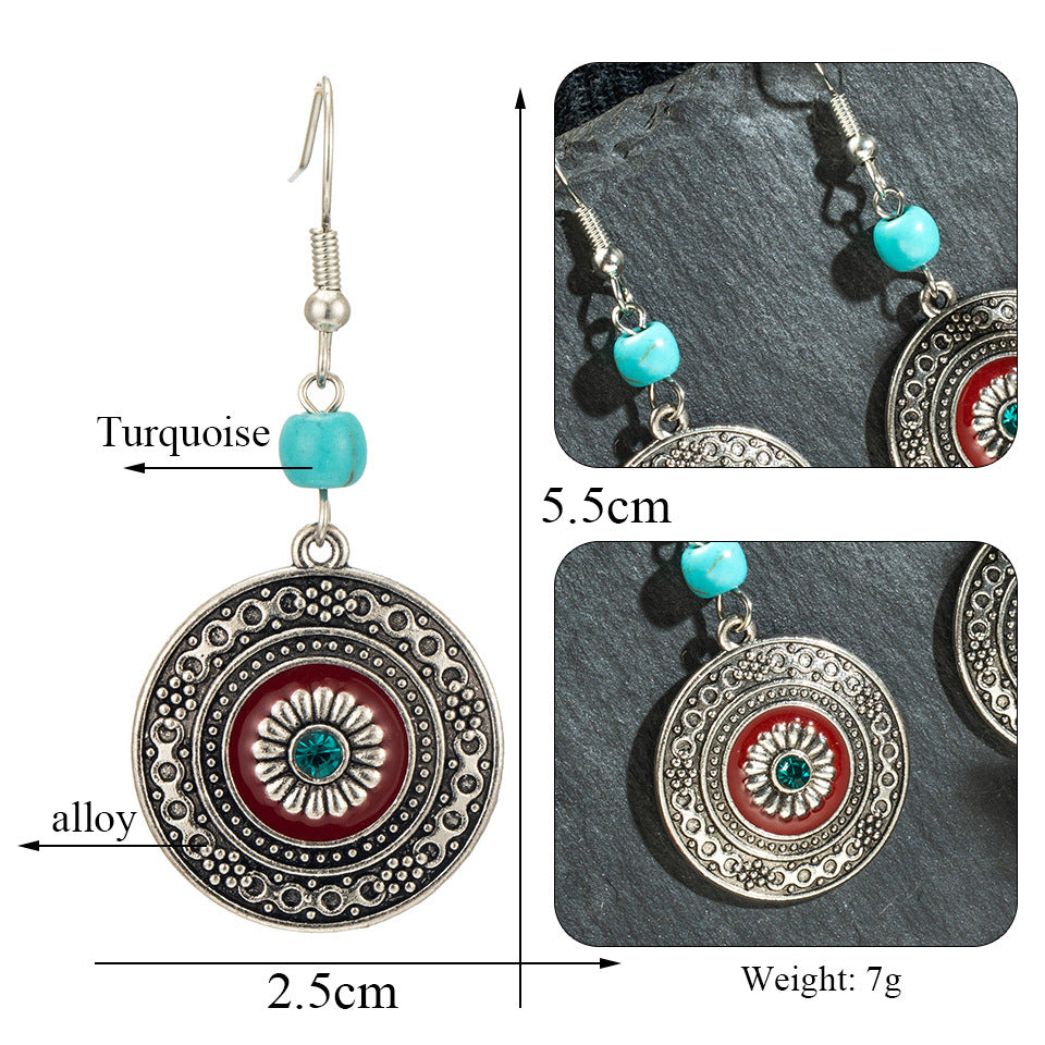 Alloy Bohemian Round Drip Earrings