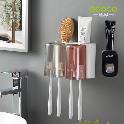 Wall-Mounted Toothbrush Holder, No-Punch Bathroom Set