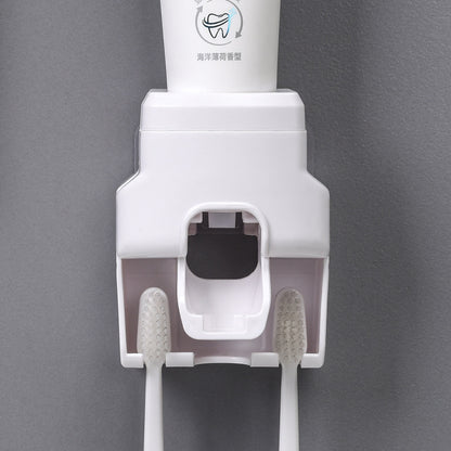 Toothpaste Dispenser Wall Mounted Toothbrush Holder