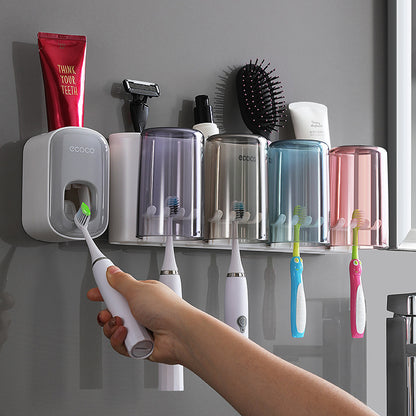 Wall-Mounted Toothbrush Holder, No-Punch Bathroom Set