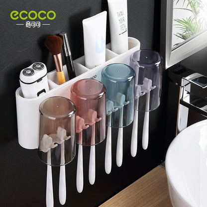 Wall-Mounted Toothbrush Holder, No-Punch Bathroom Set