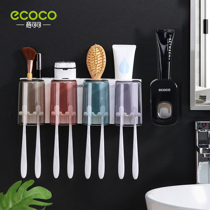 Wall-Mounted Toothbrush Holder, No-Punch Bathroom Set