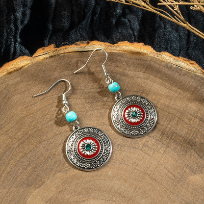 Alloy Bohemian Round Drip Earrings